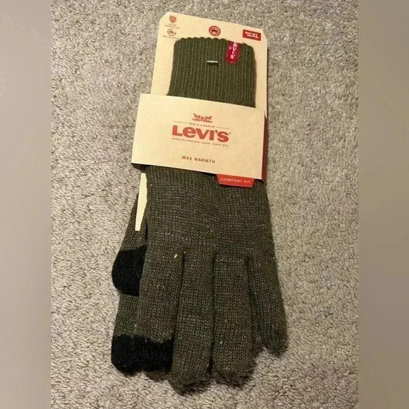 NWT Levi's Max Warmth Comfort Fit Men's Heat Retention Easy Texting Knit Gloves - Picture 1 of 3